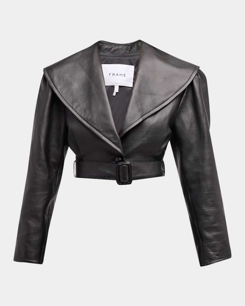 Faux Leather Cut Out Belted Jacket