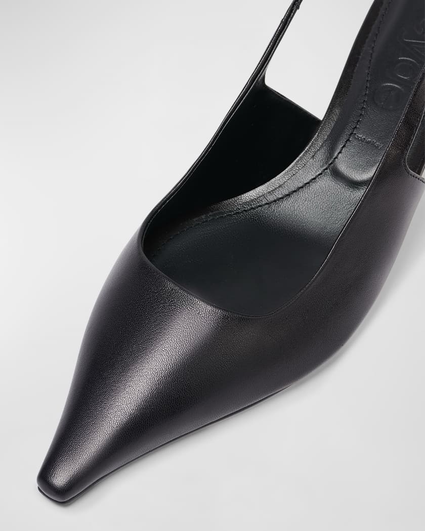 Catrina Leather Kitten-Heel Slingback Pumps