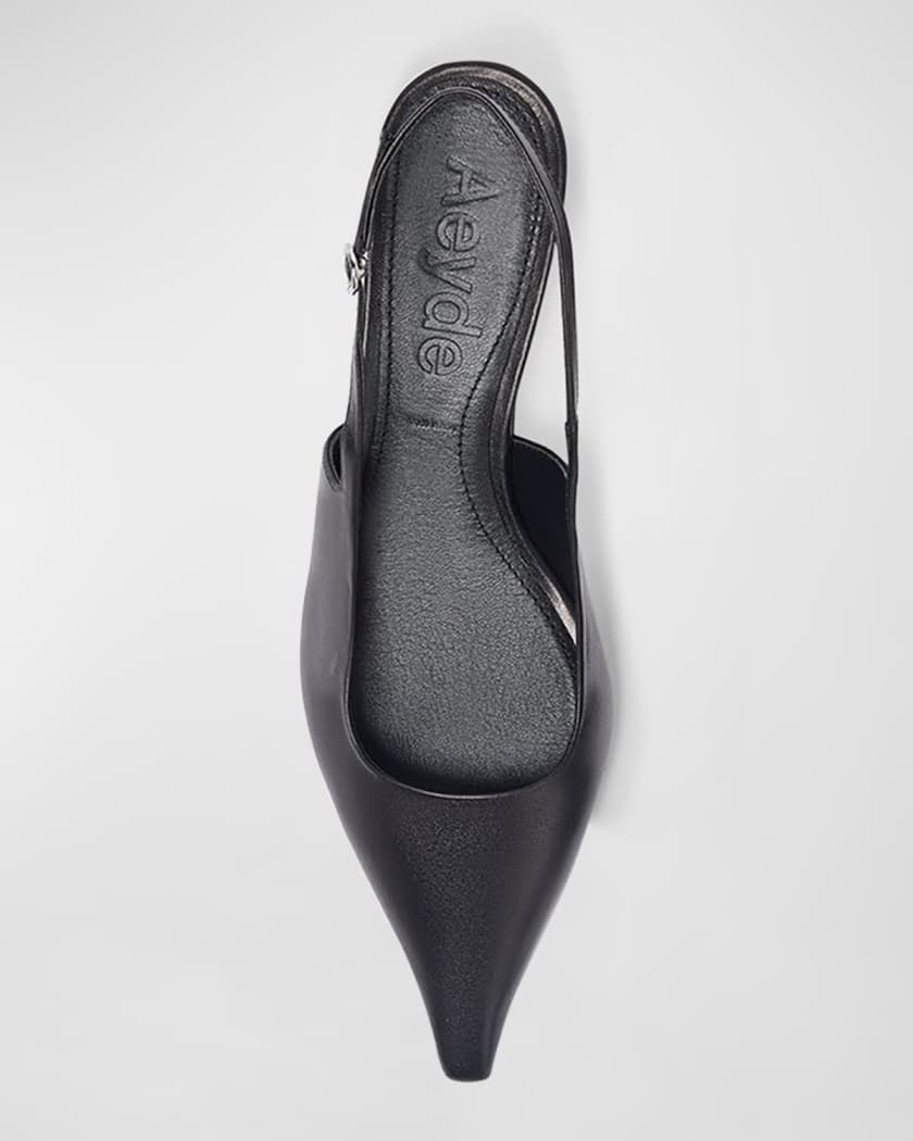 Catrina Leather Kitten-Heel Slingback Pumps
