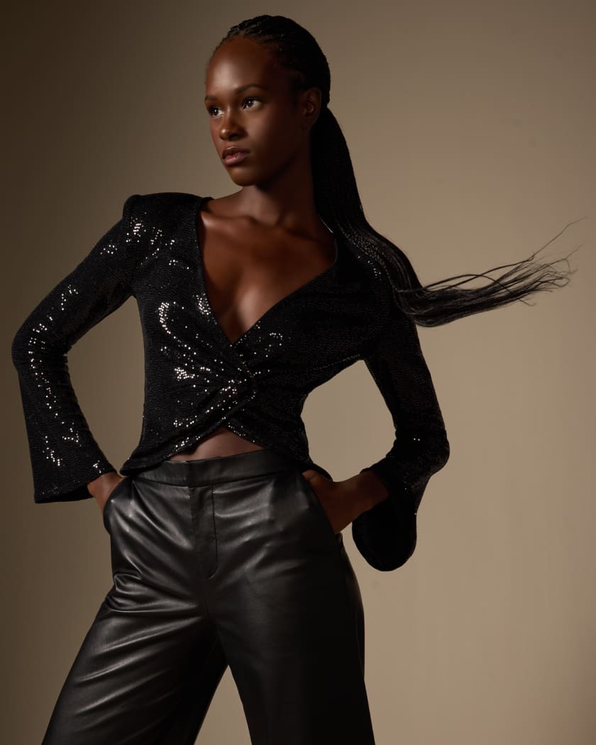 Sequin bell sleeve top 2025