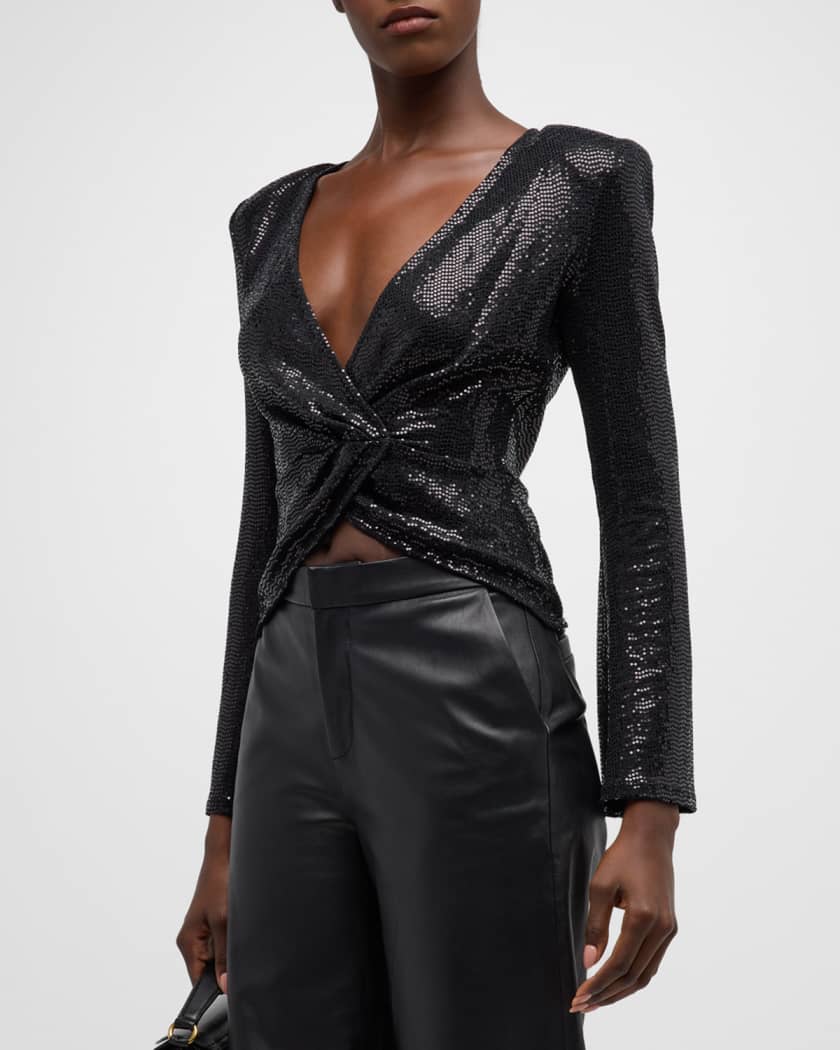 Black Plunge V-neck silk-satin shirt, Saint Laurent