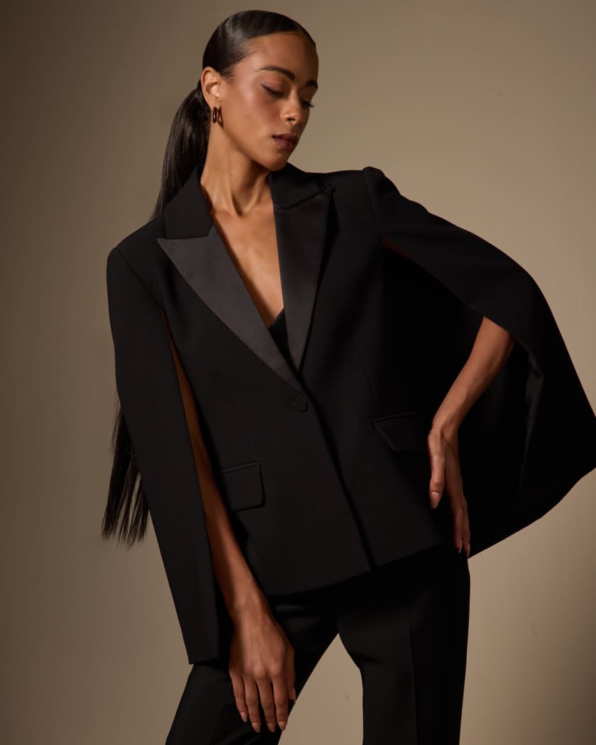 L'Agence Christina Satin Lapel Cape | Neiman Marcus