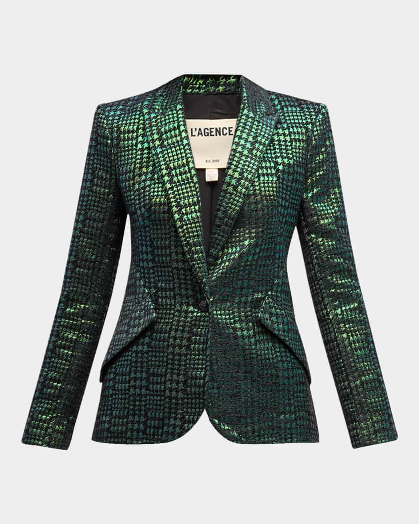 L'AGENCE Kenzie Blazer in Ecru/Black Houndstooth