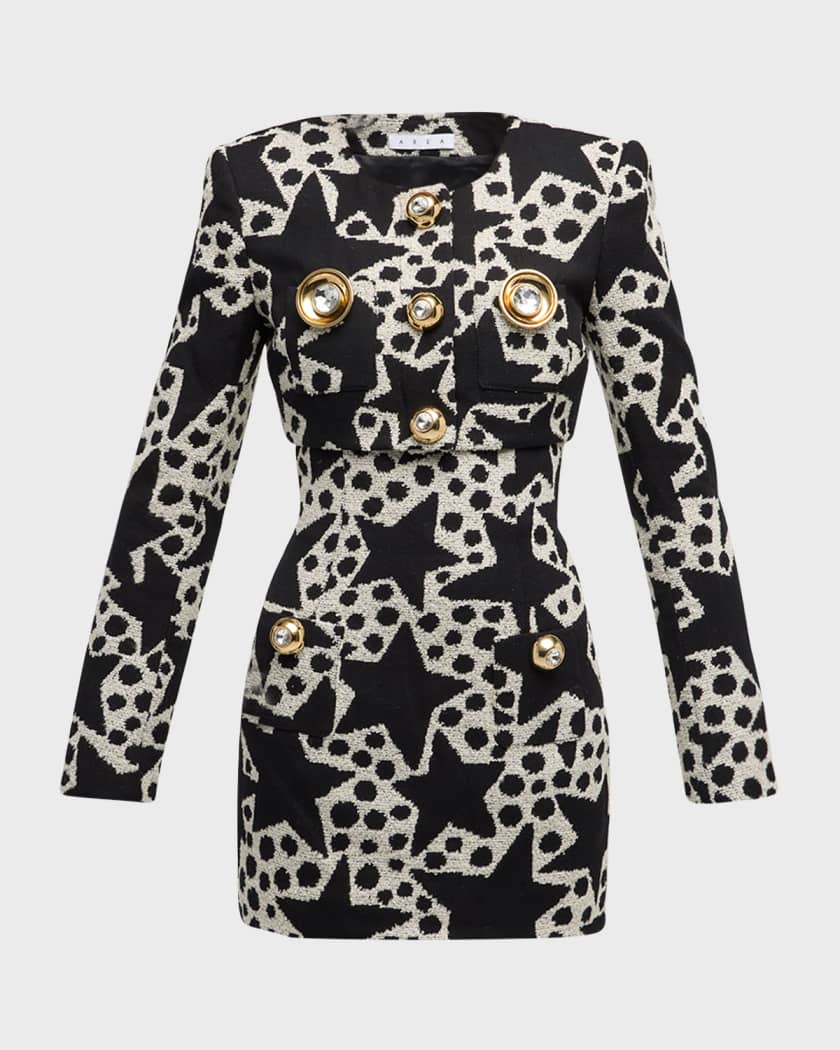 Reverse cotton-blend blazer dress in black - La Quan Smith