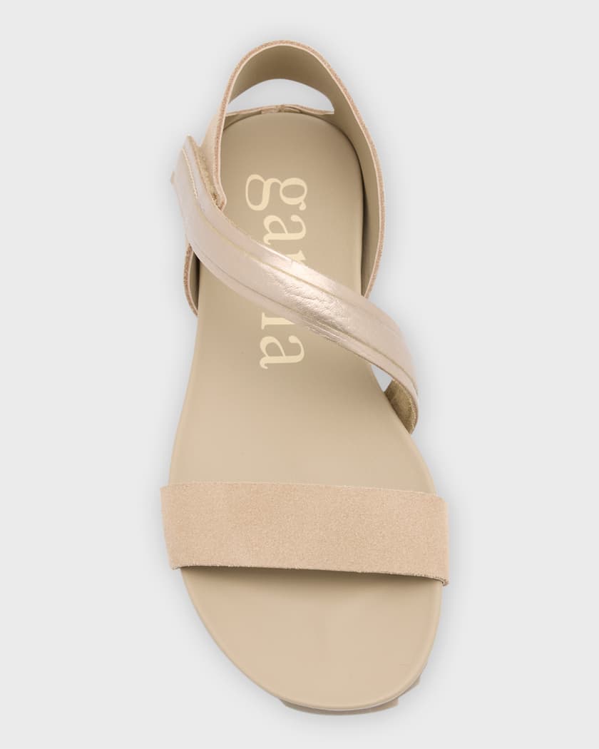 Flat Sandal - Double Criss Cross Elastic Strapping / Open Toe Foot