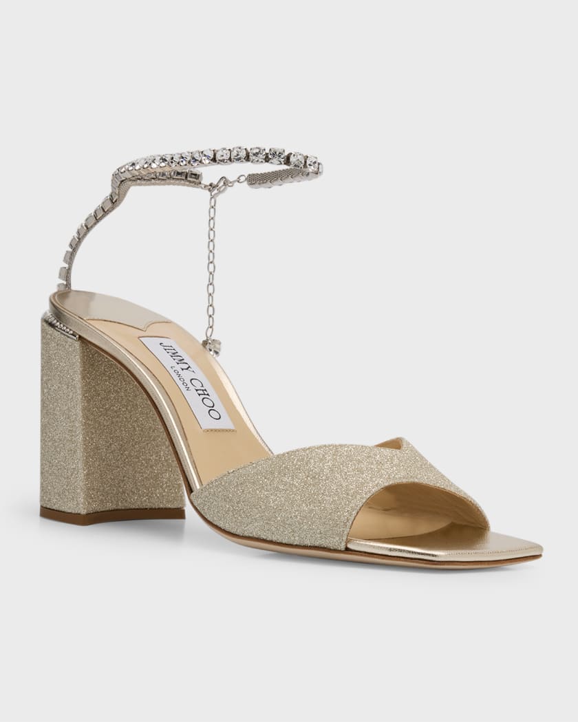 Saeda Glitter Crystal Ankle Strap Sandals