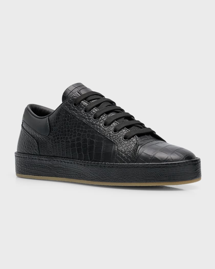 Men's Brazileiro Croc-Effect Leather Low-Top Sneakers