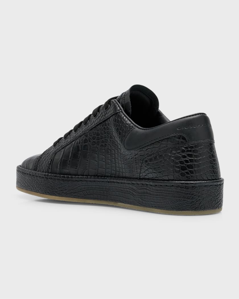 Men's Brazileiro Croc-Effect Leather Low-Top Sneakers