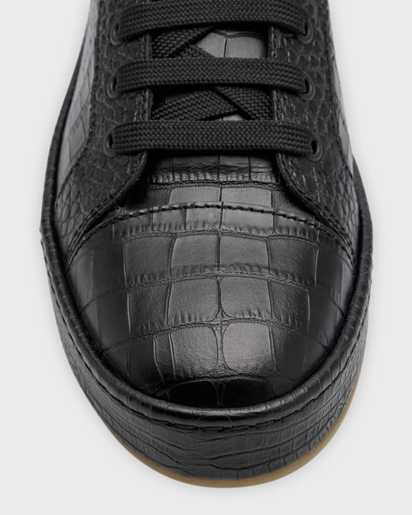 Men's Brazileiro Croc-Effect Leather Low-Top Sneakers