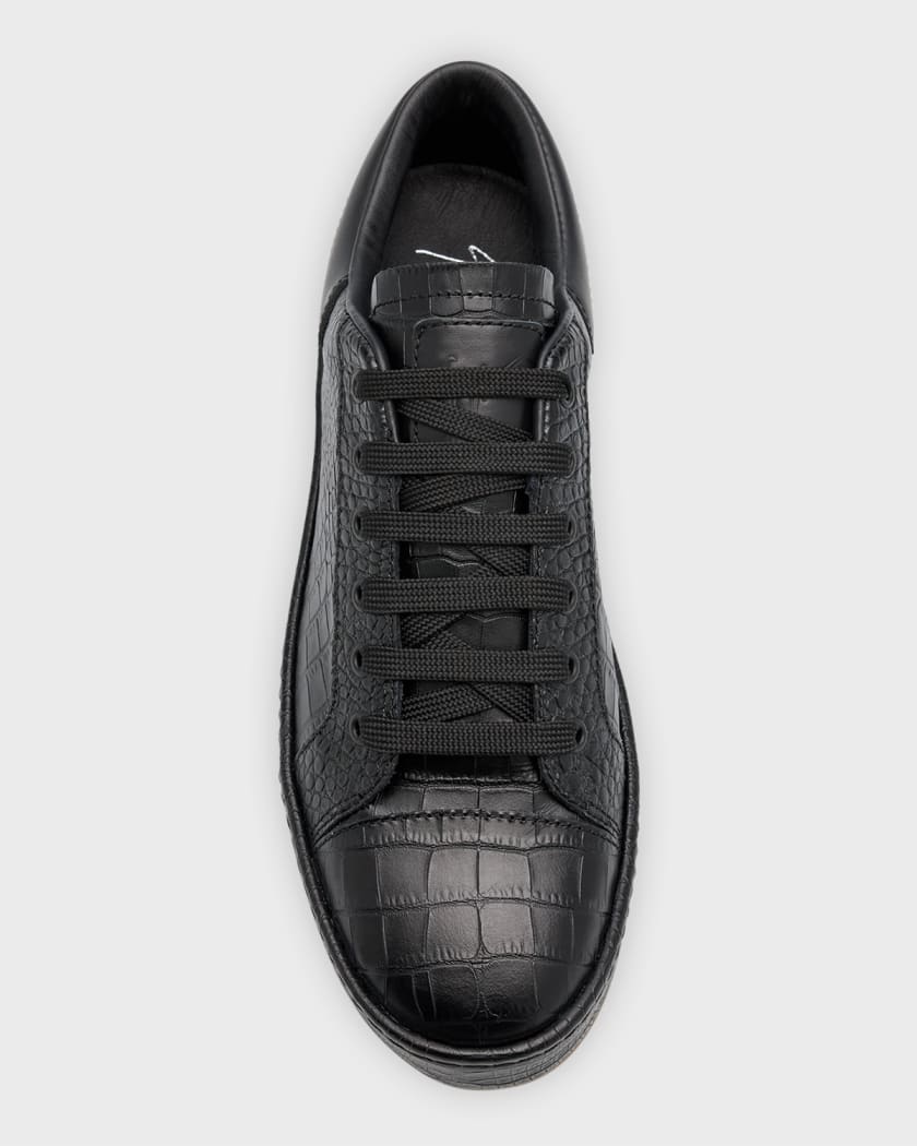 Men's Brazileiro Croc-Effect Leather Low-Top Sneakers