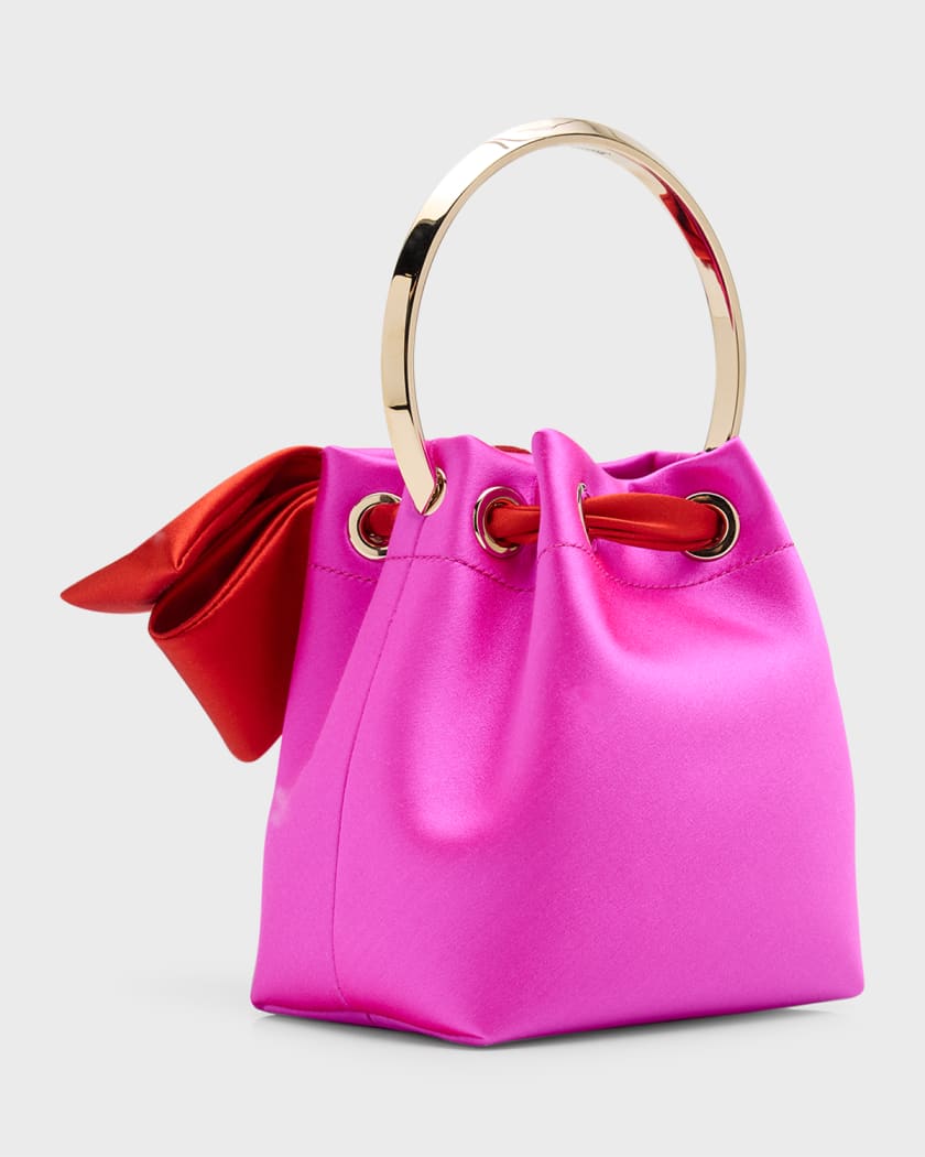 Jimmy Choo Bon Bon Floral-Print Crystal Top-Handle Bag Pink