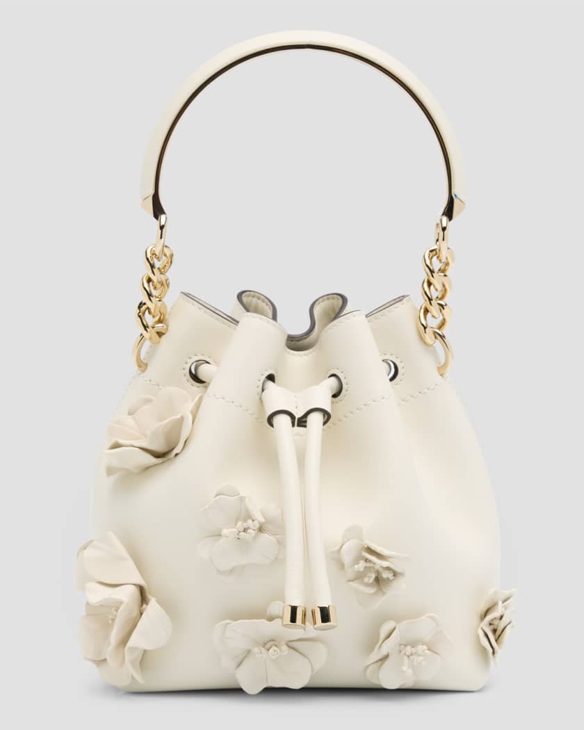 Ribbon Handle Bucket Bag - Cream/Pink/Brown