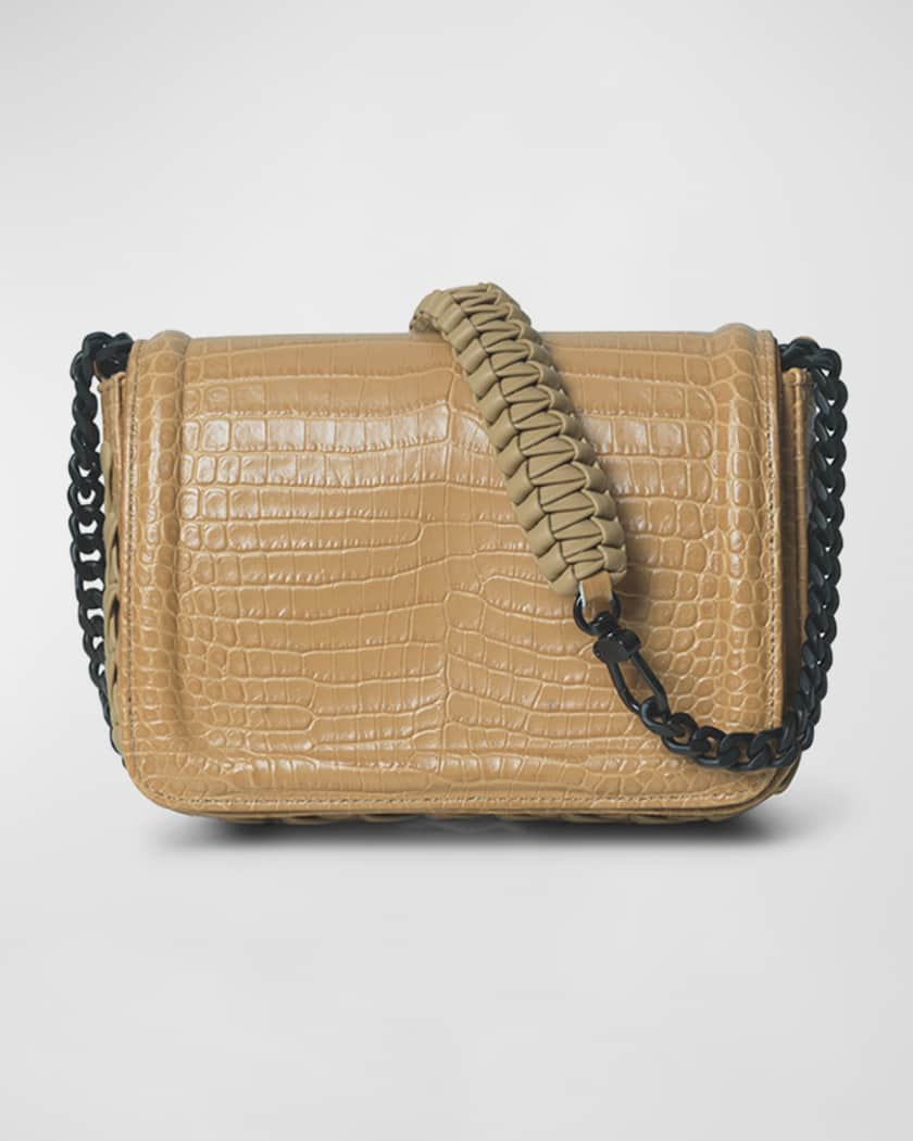 Croc-Embossed Leather Mini Crossbody Bag
