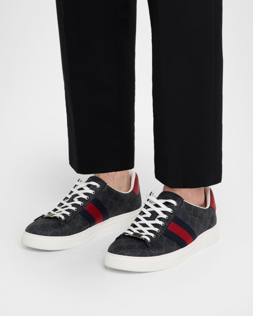 Men's Gucci Ace Low-Top Sneakers with Web