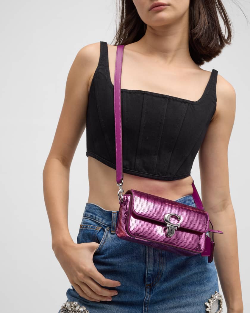 COACH Penn Metallic Sequin Shoulder Bag in Pink