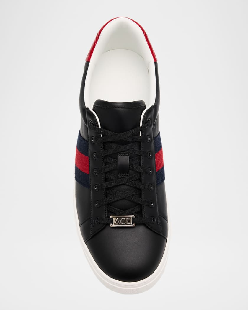 Men's Ace Leather Web Low-Top Sneakers