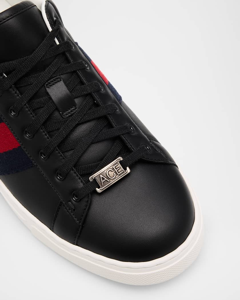 Men's Ace Leather Web Low-Top Sneakers