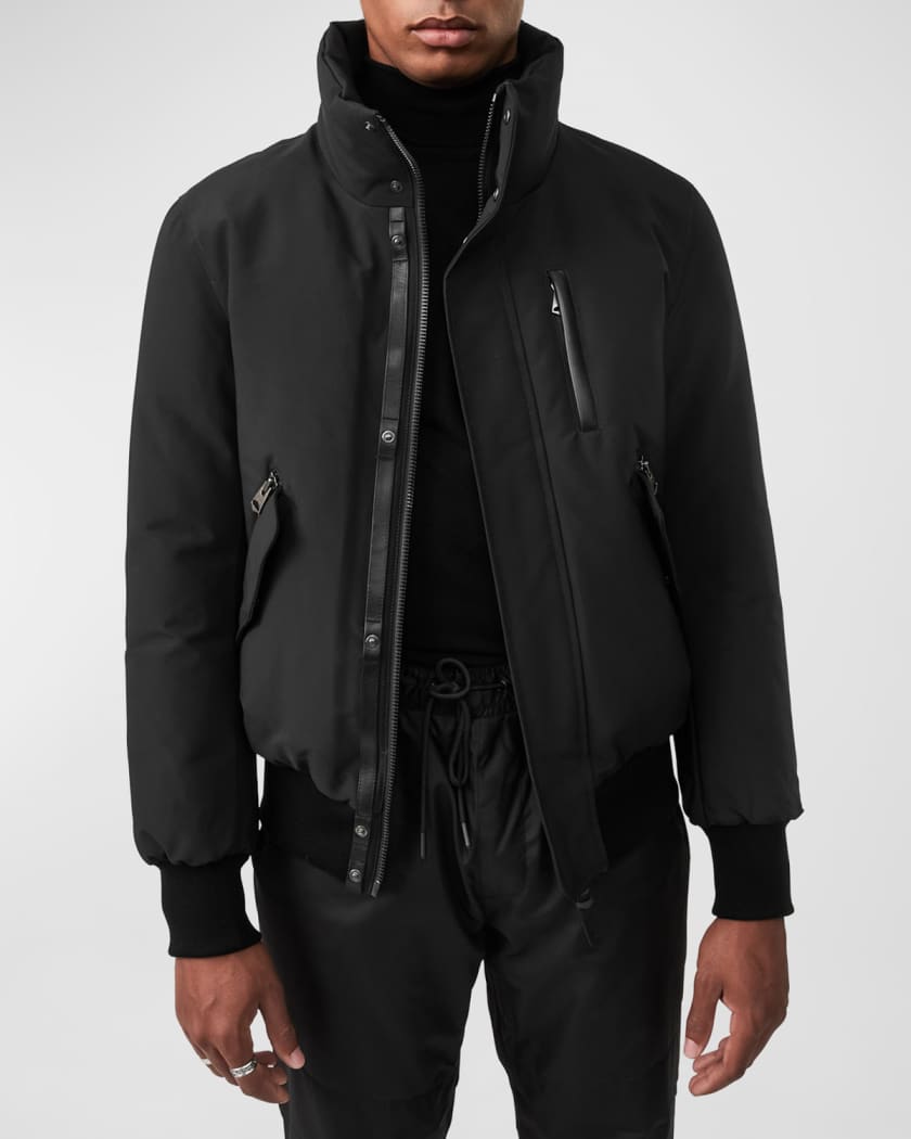 Mackage Men s Dixon Down Bomber Jacket with Hooded Bib Neiman Marcus