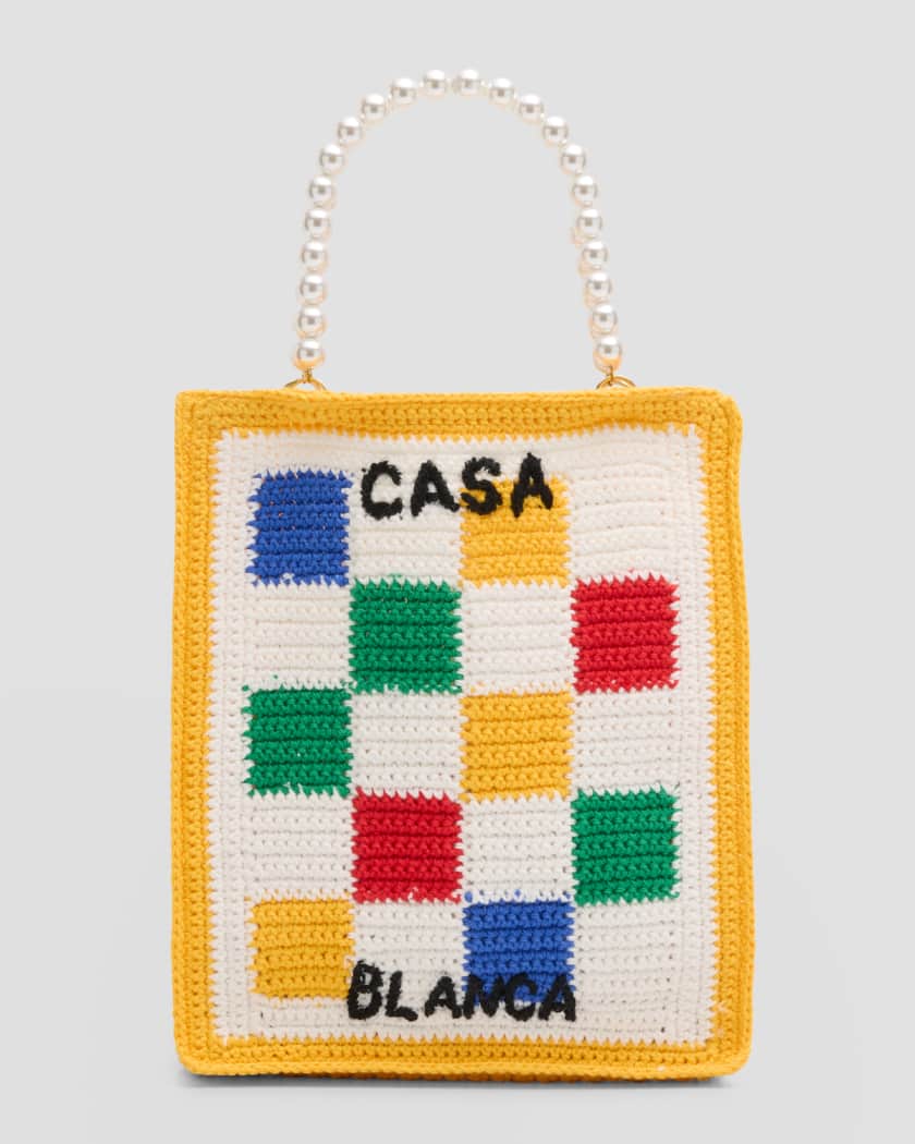 CASABLANCA Mini Square Crochet Top-Handle Bag