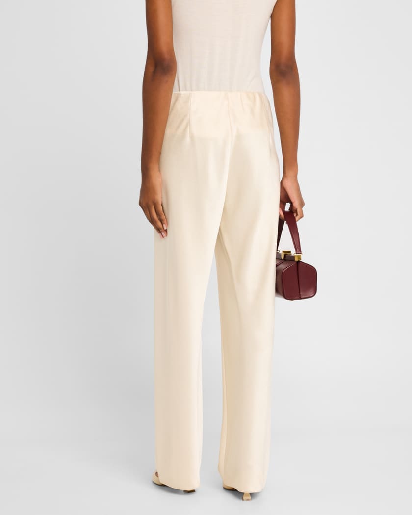 Fluid Bias-Cut Crushed Satin Pants