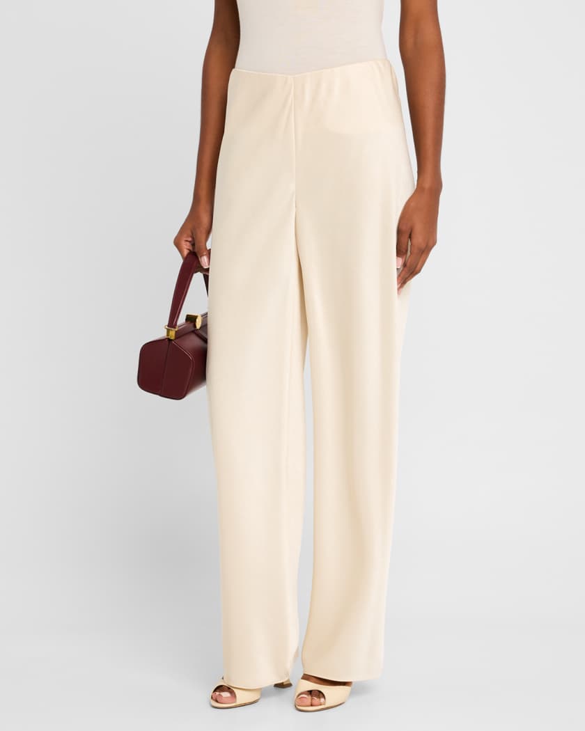 Fluid Bias-Cut Crushed Satin Pants