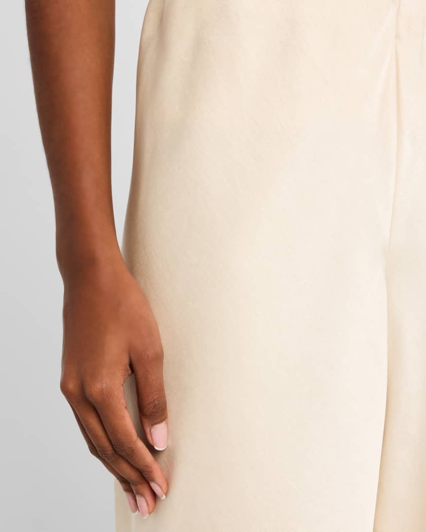 Fluid Bias-Cut Crushed Satin Pants