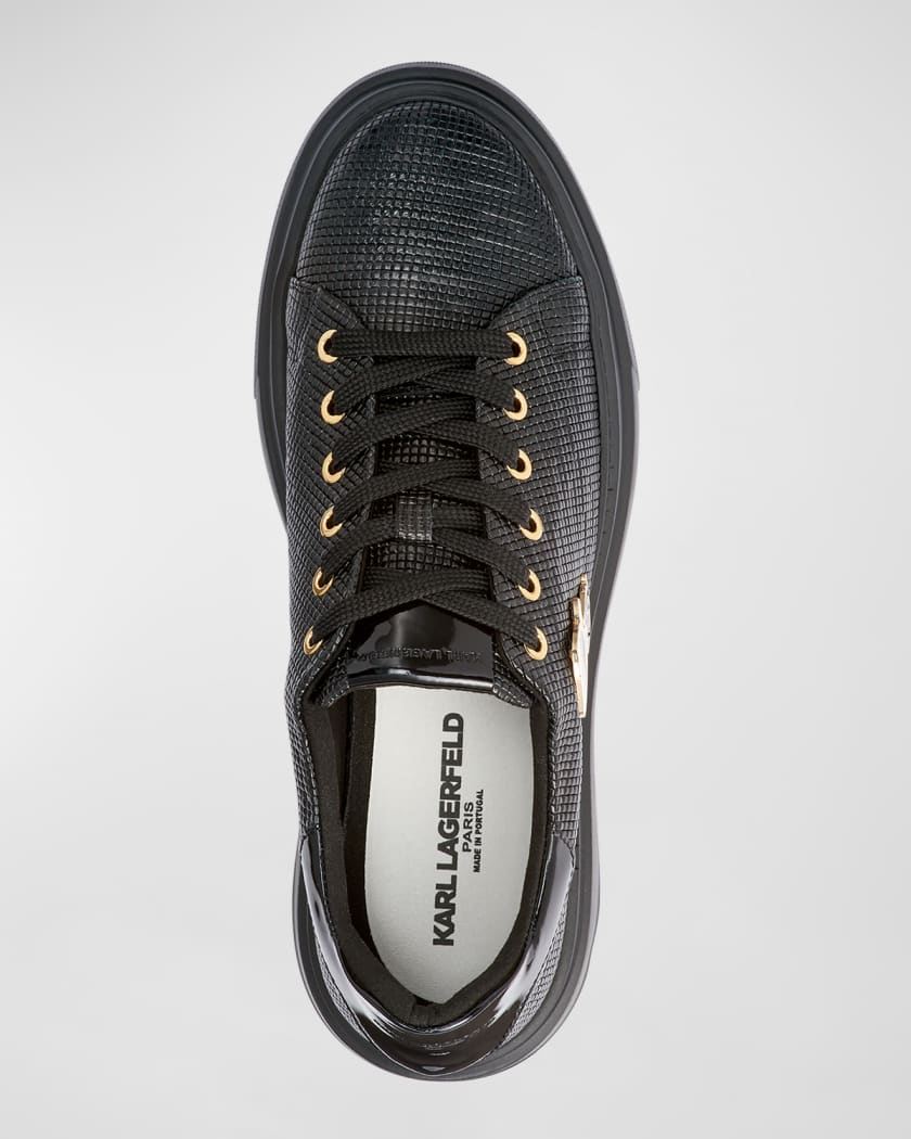 Men's Low-Top Printed Leather Sneakers with Karl Pin