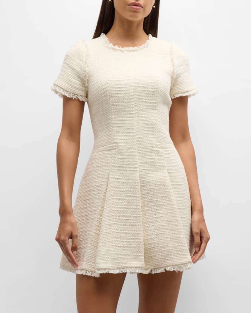 Nova Cotton Boucle Pleated Mini Dress