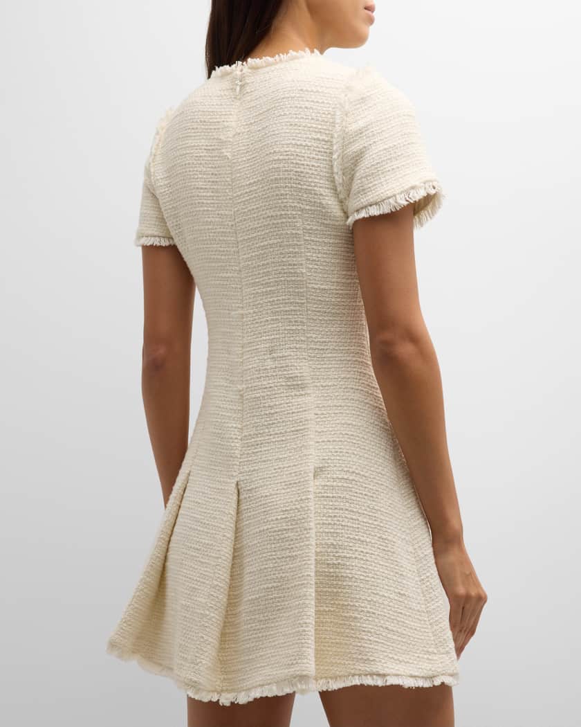 Nova Cotton Boucle Pleated Mini Dress