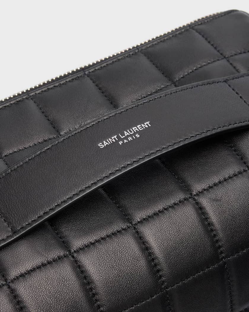 Saint Laurent Leather Toiletry Case - Black