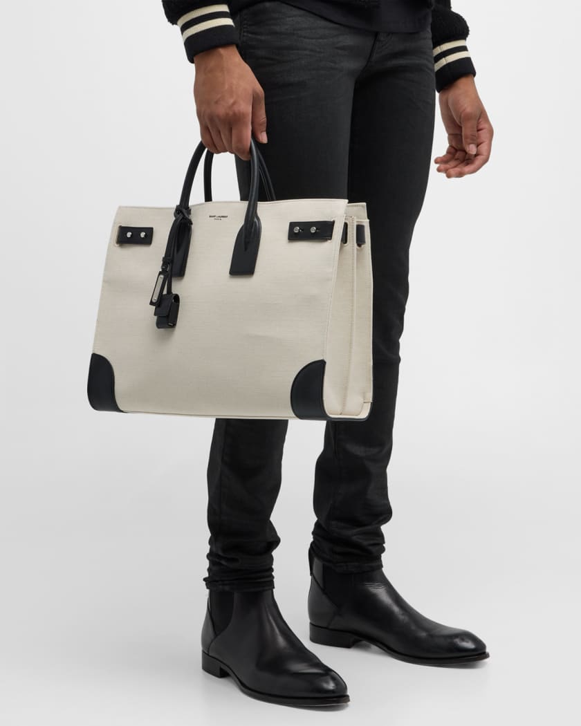 SAINT LAURENT Full-Grain Leather Tote Bag for Men