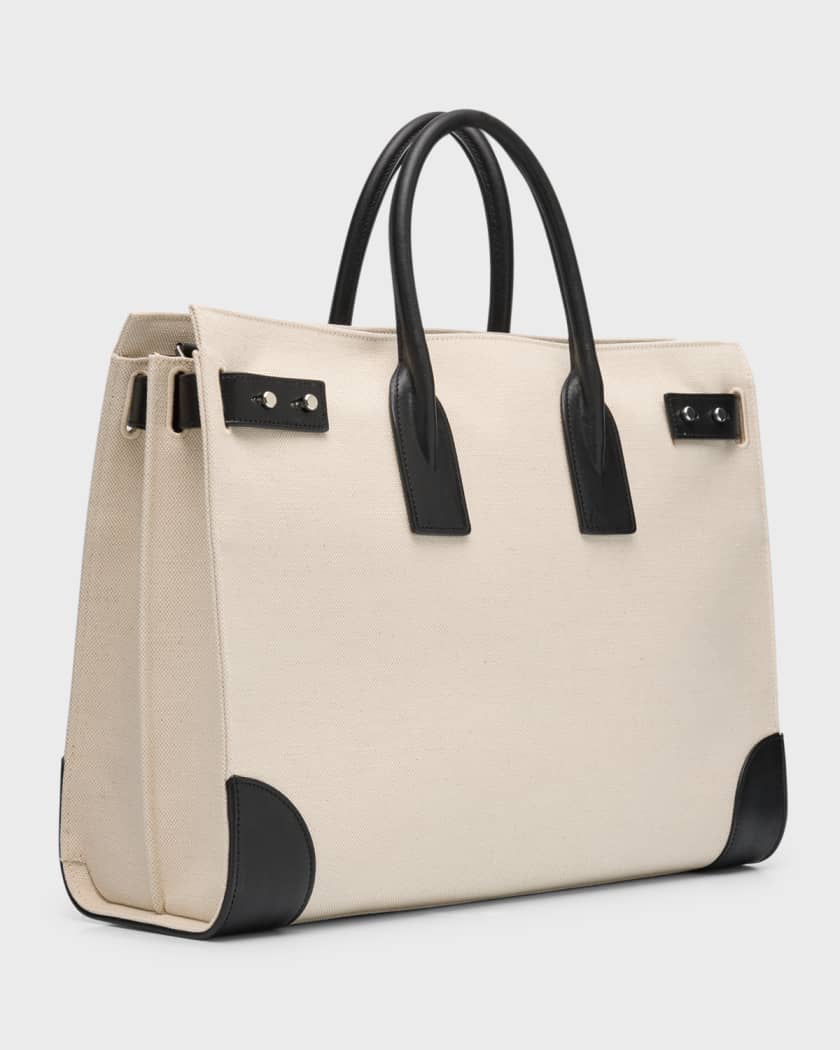 Men's Sac de Jour Large Canvas and Leather Tote Bag