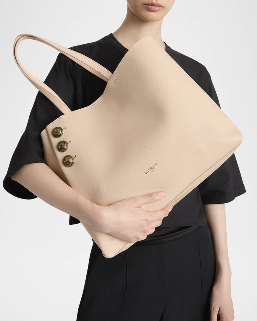 Embleme Shopper Tote Bag in Grained Leather | Neiman Marcus