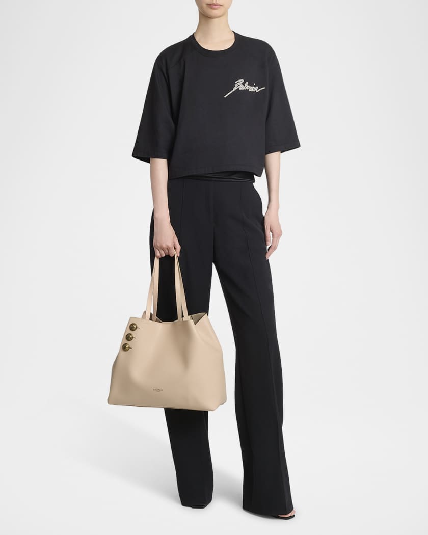 Embleme Shopper Tote Bag in Grained Leather | Neiman Marcus