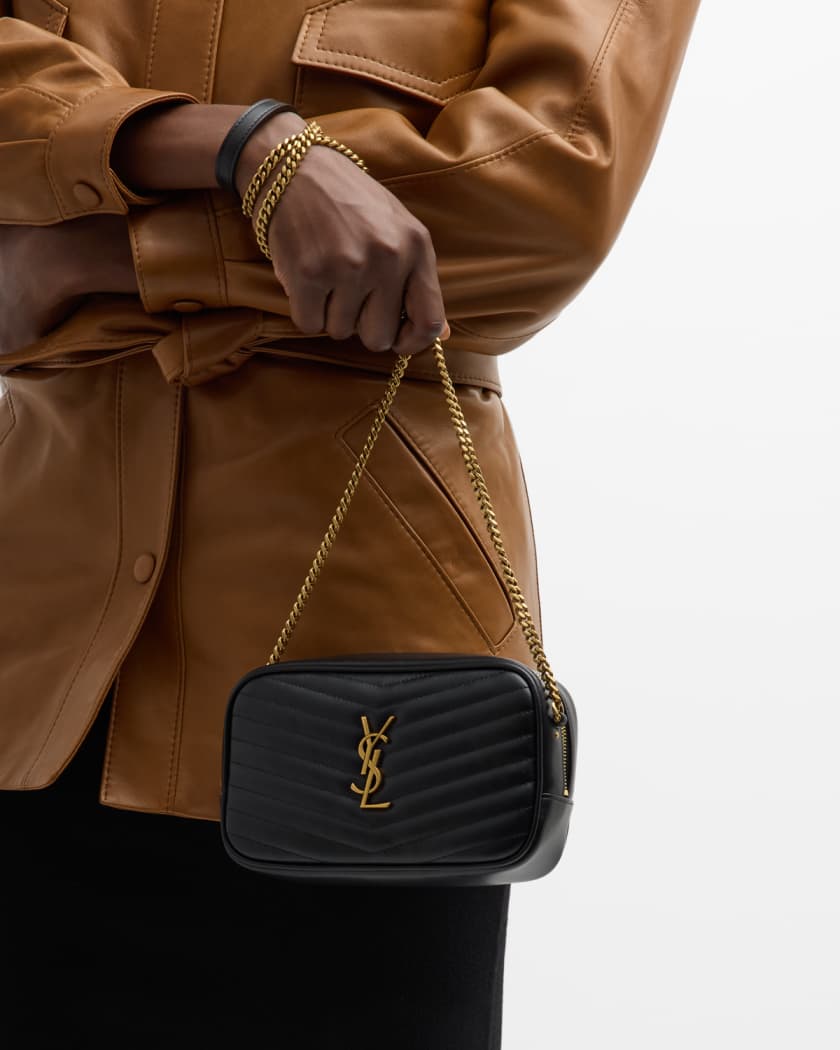 Lou Camera Leather Crossbody Bag in Brown - Saint Laurent