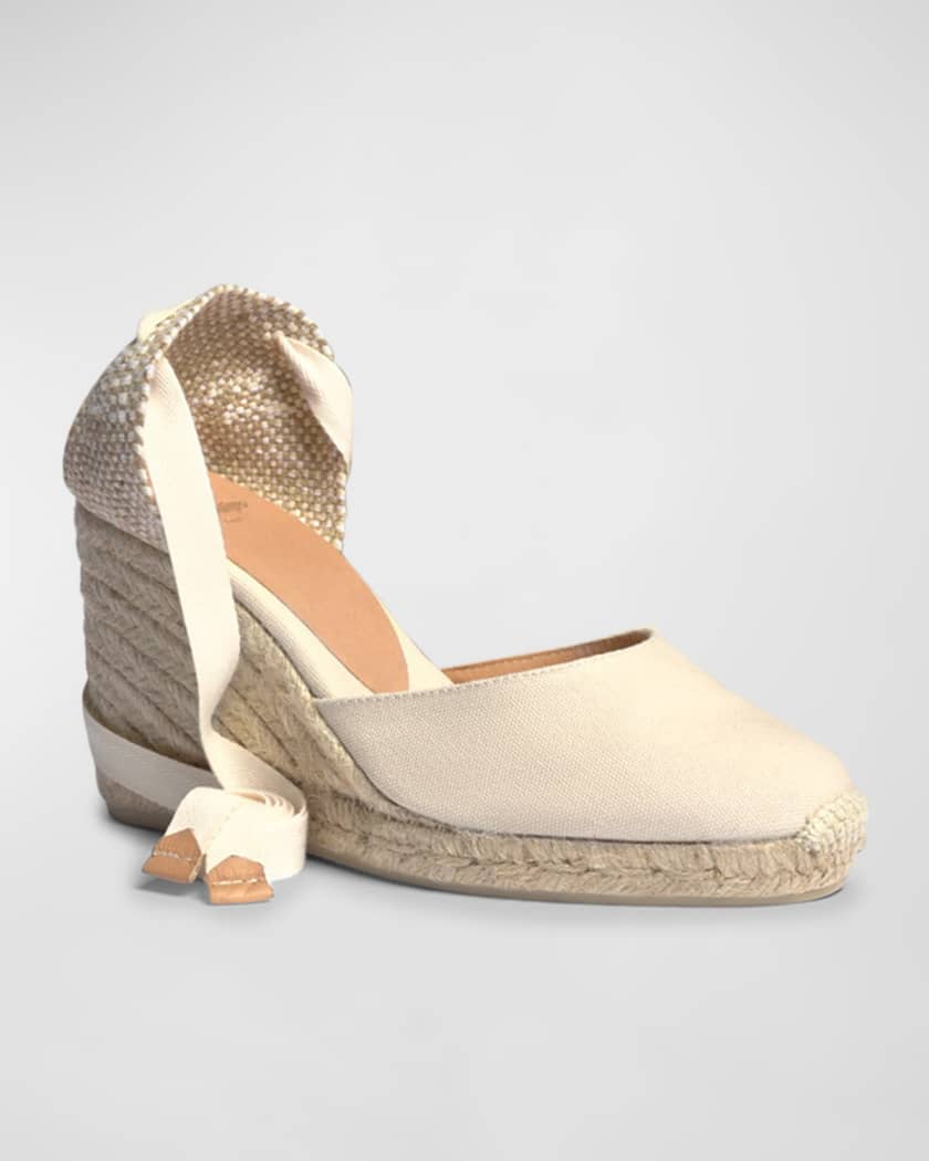 Carina Canvas Ankle-Wrap Wedge Espadrilles