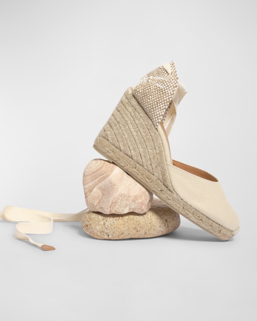 Carina Canvas Ankle-Wrap Wedge Espadrilles