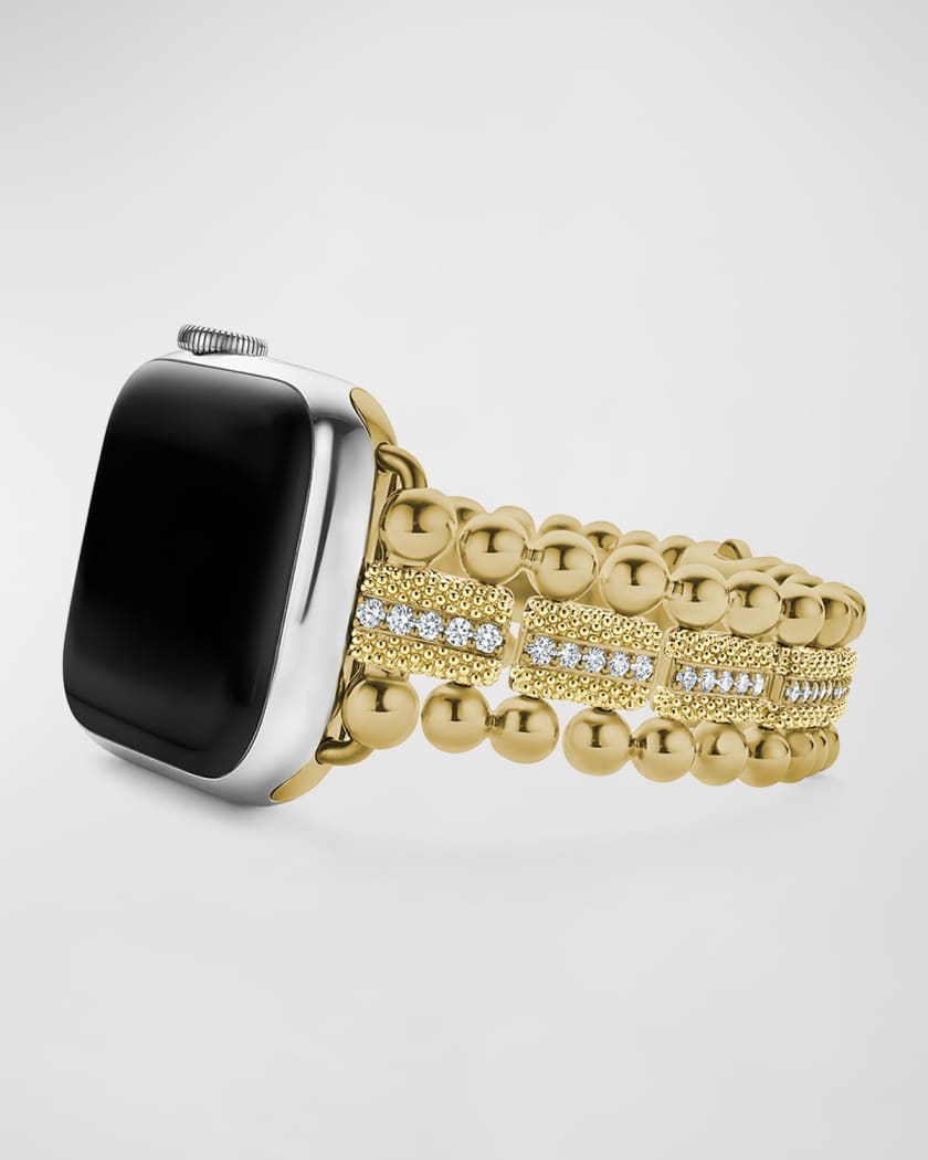 LAGOS Smart Caviar 18K Gold Diamond Apple Watch Bracelet, 38-45mm