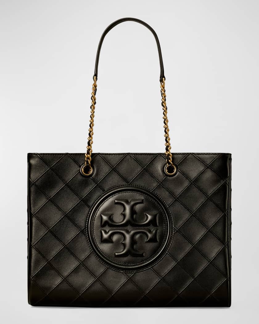 Tory Burch, Bags, New Tory Burch Fleming Quilted Leather Black Tote Bag
