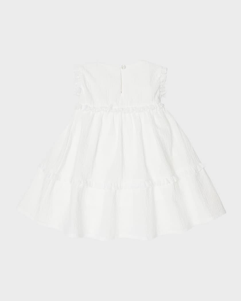 Girl's Off Stamp Ruffled Dress, Size 3M-36M