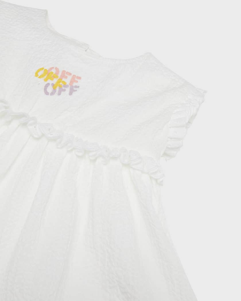 Girl's Off Stamp Ruffled Dress, Size 3M-36M