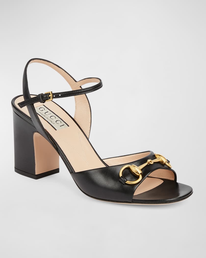 Lady Leather Horsebit Ankle Strap Sandals