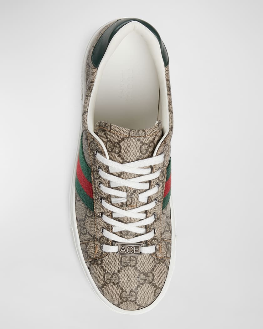 Ace Monogram Canvas Low-Top Sneakers