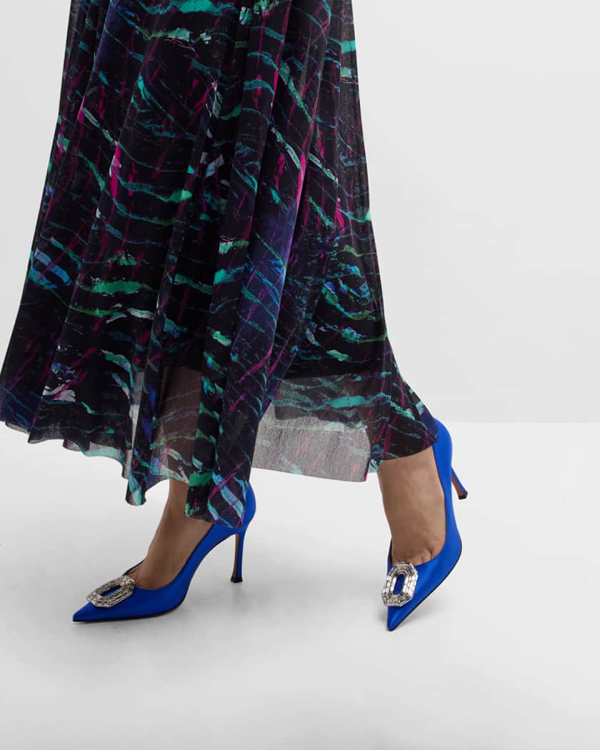 Camelia Silk Crystal Halter Pumps