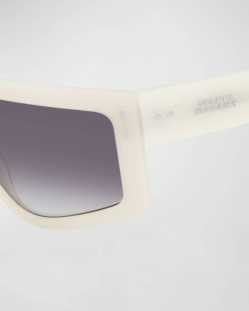 Flat-Top Acetate Shield Sunglasses 