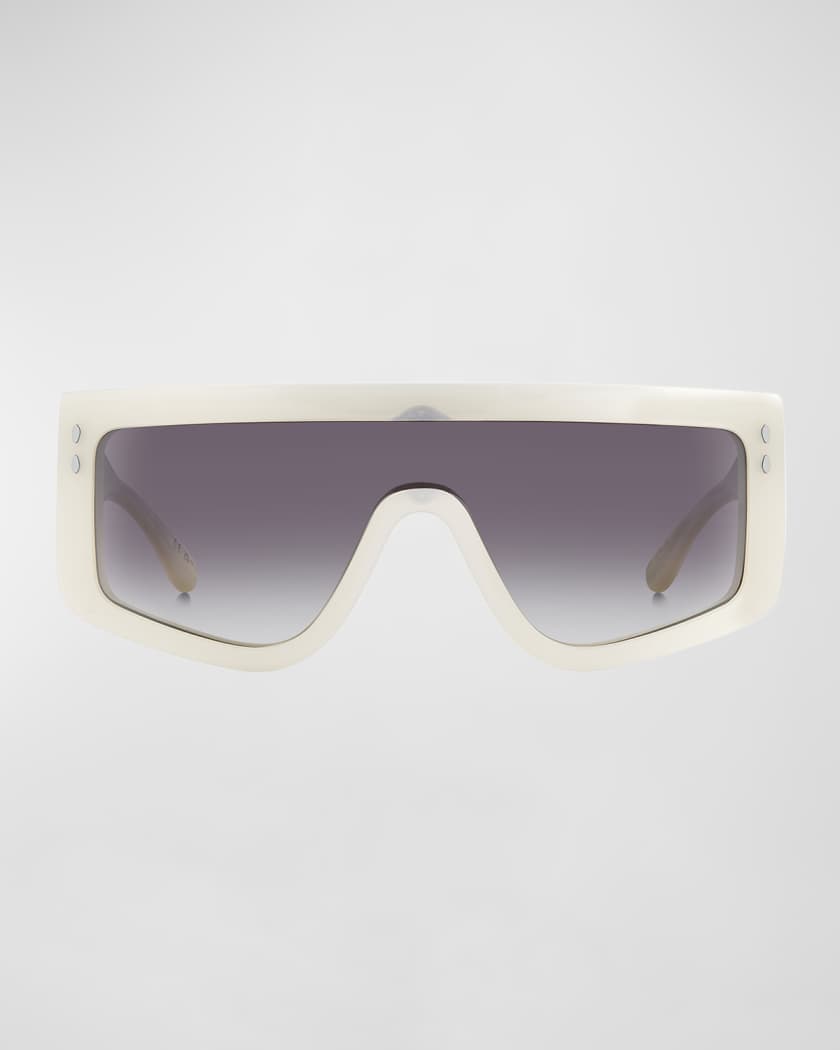 Flat-Top Acetate Shield Sunglasses 