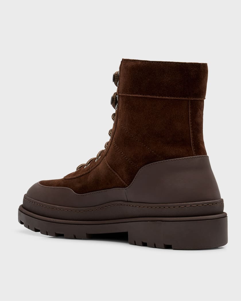 Brunello Cucinelli Men s Lace Up Suede Leather Hiking Boots