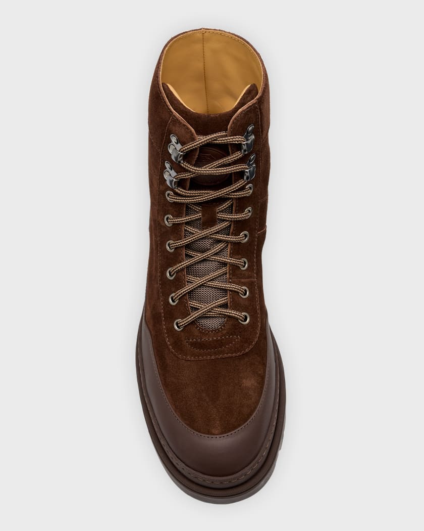 Brunello Cucinelli Men s Lace Up Suede Leather Hiking Boots