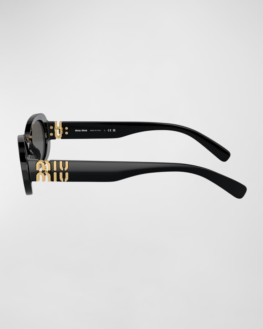 Logo Acetate Oval Sunglasses
