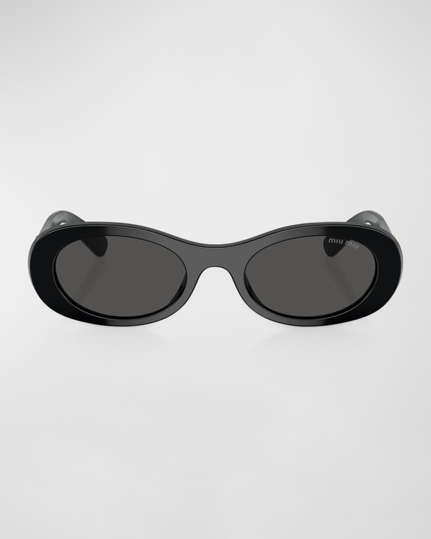 Logo Acetate Oval Sunglasses